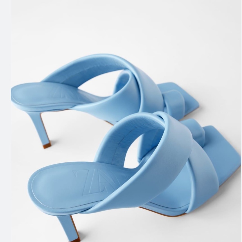 NWT Zara Padded Leather Heels - Picture 7 of 11